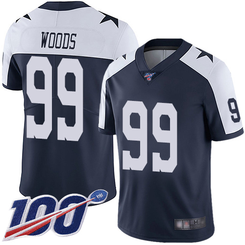 Men Dallas Cowboys Limited Navy Blue Antwaun Woods Alternate 99 100th Season Vapor Untouchable Throwback NFL Jersey